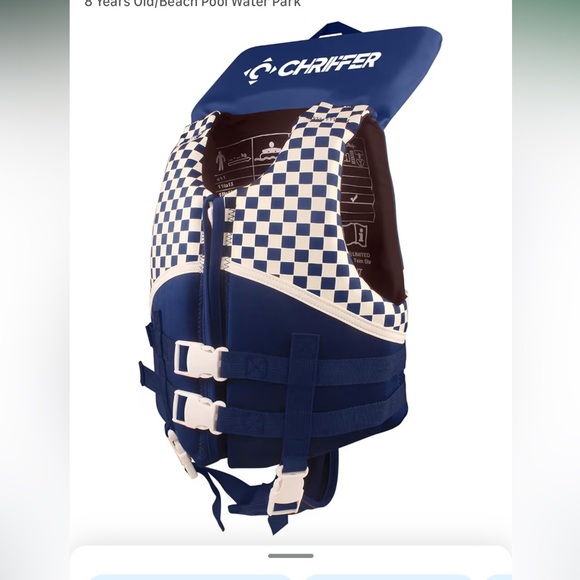 NWT Chriffer Blue and White Checkered Life Vest Small - Picture 1 of 8